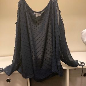 Large navy blue should cut out dress top